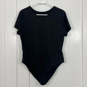 Shein 1X Black Crew Neck Short Sleeve Bodysuit
